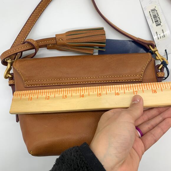 Dooney & Bourke Saddle Crossbody Bag Florentine Leather Brown Natural Purse - Picture 10 of 16